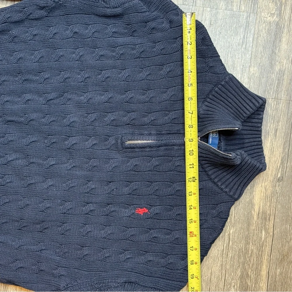 Ralph Lauren Dark Blue Cable-Knit Quarter Zip Sweater - Picture 11 of 11